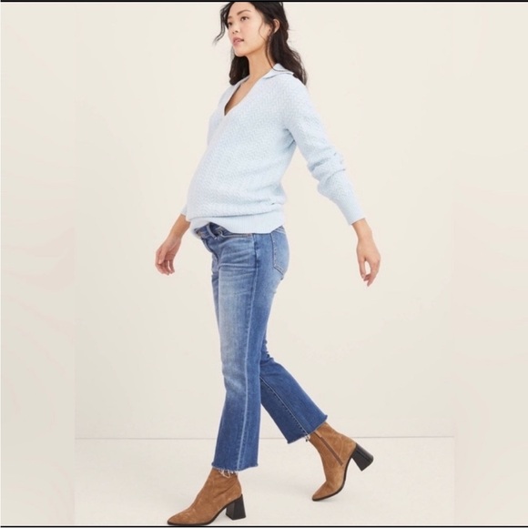 Hatch The Crop Kick Flare Below the Bump Maternity Jeans Indigo-Still Full Price